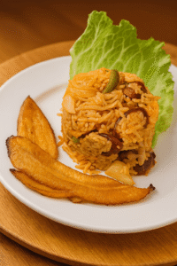 arroz con gandules y tostones